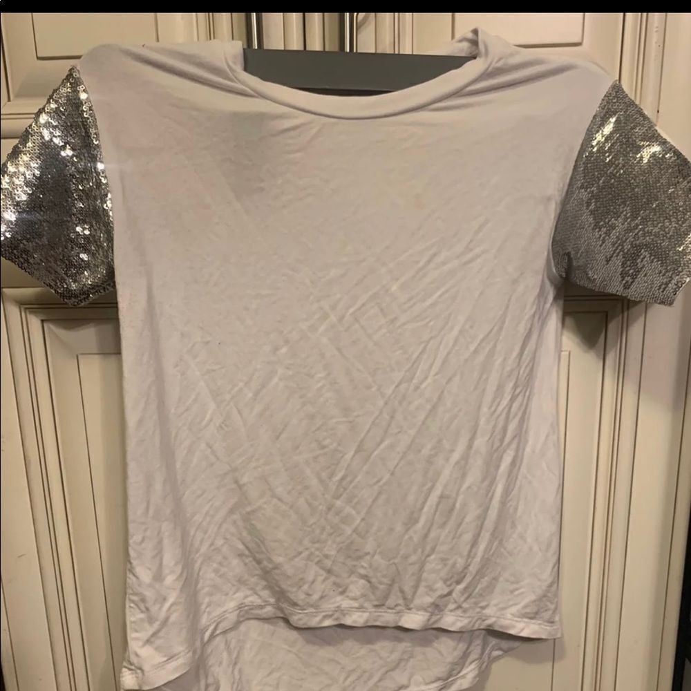MIA New York Kids' Sequin Sleeve T-Shirt in White S 6-7